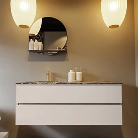 Mondiaz Vica DLux badmeubel 130cm linen 2 lades met wastafel lava links 1 kraangat