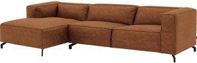 Goossens Bank Calvin cognac, micro leer, 3,5-zits, modern design