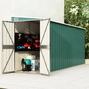 vidaXL Tuinschuur wandmontage 118x382x178 cm staal groen