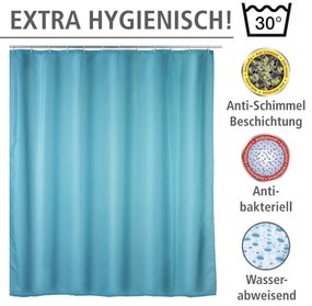 Wenko anti-schimmel douchegordijn 180x200cm polyester uni blauw inclusief ringen