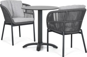 Tuinset Ronde Tuintafel 2 personen 70 cm Rope Grijs Lifestyle Garden Furniture Monaco/Talao