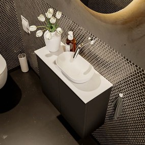 Mondiaz Fowy toiletmeubel 60cm urban met witte waskom rechts zonder kraangat