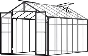 VEVOR Polycarbonaat kas, 236x402,5x207cm, buitenkas met 2 ventilatieramen, plantenkas in paviljoenstijl met openslaande deur, inloopkas van aluminium voor buitentuin