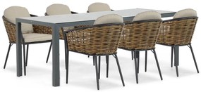 Tuinset 6 personen 210 cm Aluminium/wicker Grijs Lifestyle Garden Furniture Nice/Venustas