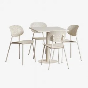 Mizzi Vierkante Tafelset 70x70 Cm En 4 Tupah Tuinstoelen Tapioca Beige - Sklum
