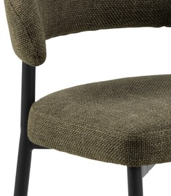 IRIS Olijfgroen (stof Basel 77) - GESTOFFEERDE STOEL MET GEVLOCHTEN RUGLEUNING VOOR WOONKAMER/EETKAMER LOFT