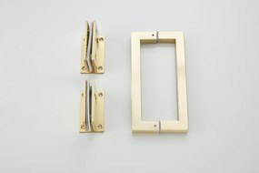 Saniclear Modern scharnieren + handvat voor douchedeur geborsteld messing - mat goud