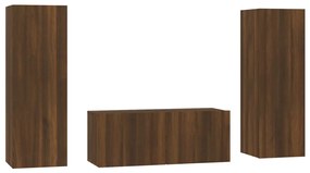 vidaXL 3-delige Tv-meubelset bewerkt hout bruineikenkleurig