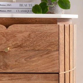 Kare Design Grace Nachtkastje Mangohout En Marmer - 50x35x55cm.