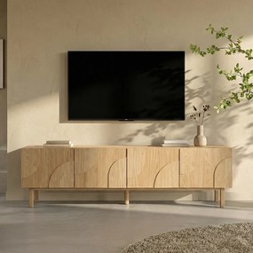 Eiken Tv-meubel Met 3D Vormen - 200x40x55cm.