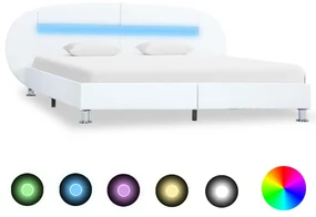 vidaXL Bedframe met LED kunstleer wit 120x200 cm