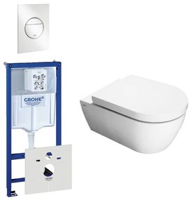 QeramiQ Salina toiletset bestaande uit inbouwreservoir, toiletpot, toiletzitting en bedieningsplaat wit 0434353/0729205/sw1271/