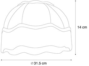 Stoffen lampenkap blad dessin met witte binnenkant 31,5/15/14 - Heritage