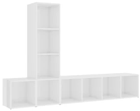 vidaXL 3-delige Tv-meubelset spaanplaat hoogglans wit