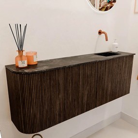 Mondiaz Joya DLux 110cm toiletmeubel ronding links walnut met wastafel faye rechts zonder kraangat lava