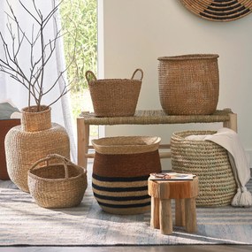 Bank Ghada, onbewerkt wilgenhout en gevlochten doum zitting