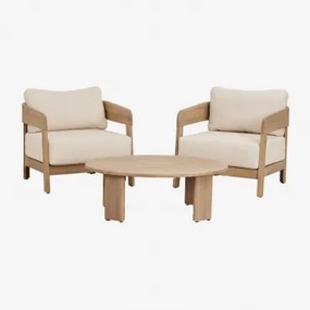 Uleno Tuinset Met 2 Fauteuils En Salontafel Van Acaciahout Lichte Acaciekleur - Sklum