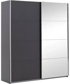 Goossens Basic Kledingkast Miami, 226 cm breed, 229 cm hoog, 1x spiegeldeur re en 1x schuifdeur li