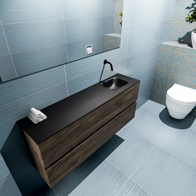 Mondiaz Ada 120cm toiletmeubel dark brown met wastafel urban rechts zonder kraangat