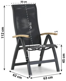 Tuinset 4 personen 181 cm Aluminium/textileen Grijs Presto Tarenta/Palermo