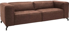 Goossens Bank Calvin bruin, micro leer, 3,5-zits, modern design