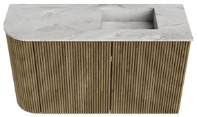 Mondiaz Joya DLux 70cm toiletmeubel ronding links dusk met wastafel faye rechts zonder kraangat glace