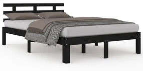 vidaXL Bedframe massief hout zwart 150x200 cm 5FT King Size