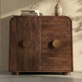 Smal Dressoir Hout Met Ronde Hoeken - 80x40x76cm.