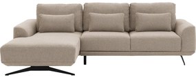 Goossens Excellent Bank Princess Met Elektrisch Uitschuifbaar Zitvlak beige, stof, 3-zits, elegant chic met chaise longue links