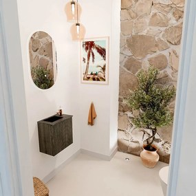 Mondiaz Joya DLux 40cm toiletmeubel shadow met wastafel faye links 1 kraangat lava