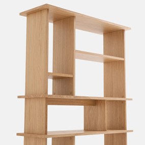 Asymmetrische boekenkast, eikenfineer, 12 nissen, hoogte 180 cm, ABAC