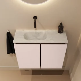 Mondiaz Ture DLux toiletmeubel 60cm rosee met wastafel opalo links zonder kraangat