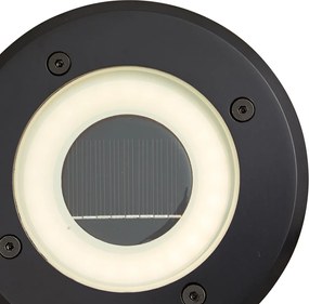 Moderne grondspot zwart incl. LED oplaadbaar met solar IP65 - Solyx