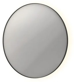 INK Spiegels Spiegel SP17 rond in stalen kader incl indir LED. verwarming. color changing. dimbaar en schakelaar 120x120cm Mat zwart 8408595