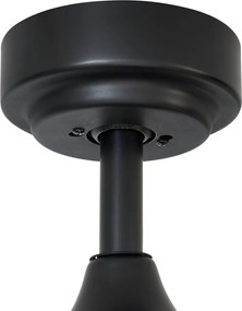 Smart plafondventilator zwart met hout print 132cm incl. LED dimbaar met afstandsbediening - Joly