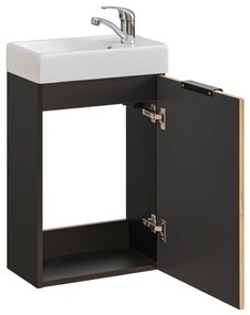 Comad Xilo Black Wotan FSC toiletmeubel 40cm met witte fontein zwart/eiken