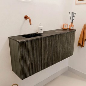 Mondiaz Joya DLux 100cm toiletmeubel ronding rechts shadow met wastafel faye links zonder kraangat lava