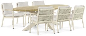 Tuinset 6 personen 240 cm Aluminium/rope Taupe Coco Sevilla/Diogo