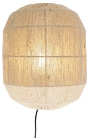 Oosterse wandlamp zwart met jute touw - Riki