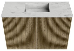Mondiaz Joya DLux 60cm toiletmeubel dusk met wastafel faye midden 1 kraangat opalo