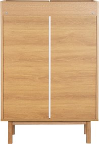 Eiken Wandkast Met Stoffen Deuren - 80x40x120cm.