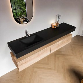 Zaro Alan badmeubel 190cm washed oak 2 lades met vrijhangende wastafel cloud links 1 kraangat urban