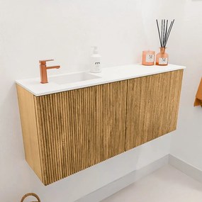 Mondiaz Joya 90cm toiletmeubel oak met wastafel faye links 1 kraangat talc