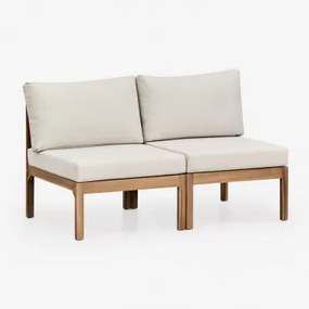 Branson 2-delige Modulaire Tuinbank Van Acaciahout Wit Gardenia - Bruin Acacia - Sklum