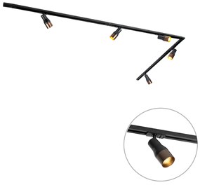 Modern railsysteem met 5 Spot / Opbouwspot / Plafondspots zwart met donker brons 1-fase - Iconic Kohua Modern GU10 Binnenverlichting Lamp