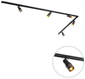Modern railsysteem met 5 Spot / Opbouwspot / Plafondspots zwart met donker brons 1-fase - Iconic Kohua Modern GU10 Binnenverlichting Lamp