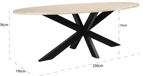 Richmond Interiors Avalon Ovale Eettafel Travertin 230 Cm - 230 X 116cm.