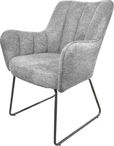 Eetkamerstoel - Kevin - stof Bjorn grof geweven lichtgrijs