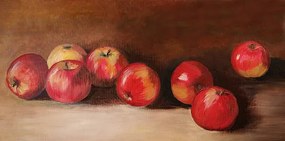 Ilustratie Acrylic painting with eight red apples, mitza, (40 x 20 cm)
