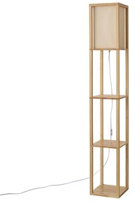 Moderne vloerlamp hout met beige kap - Stojan